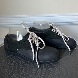 Red Wing Women Steel Toe Laceup Shoe Size 7 Black 1/2" rubber heel Leather